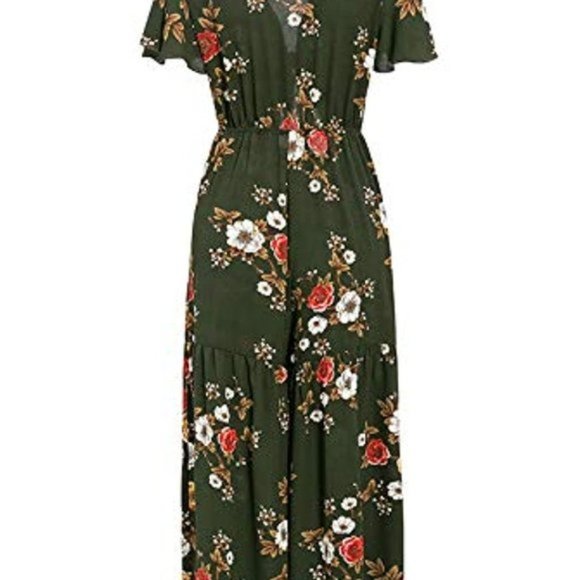 NWT Floral Keyhole Plunge V Wide Leg Jumpsuit - Picture 2 of 7